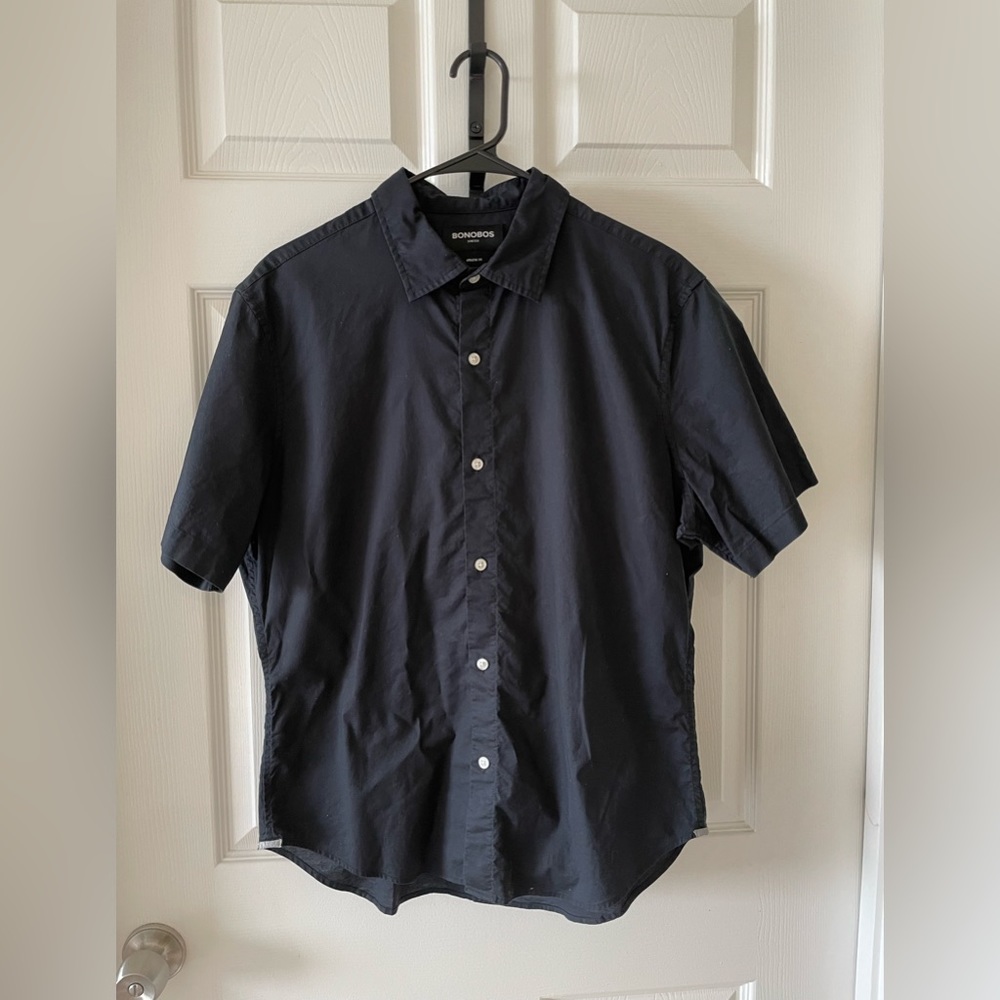 Bonobos Stretch Riviera Short Sleeve—Medium, Athletic, Short Size, Black Color